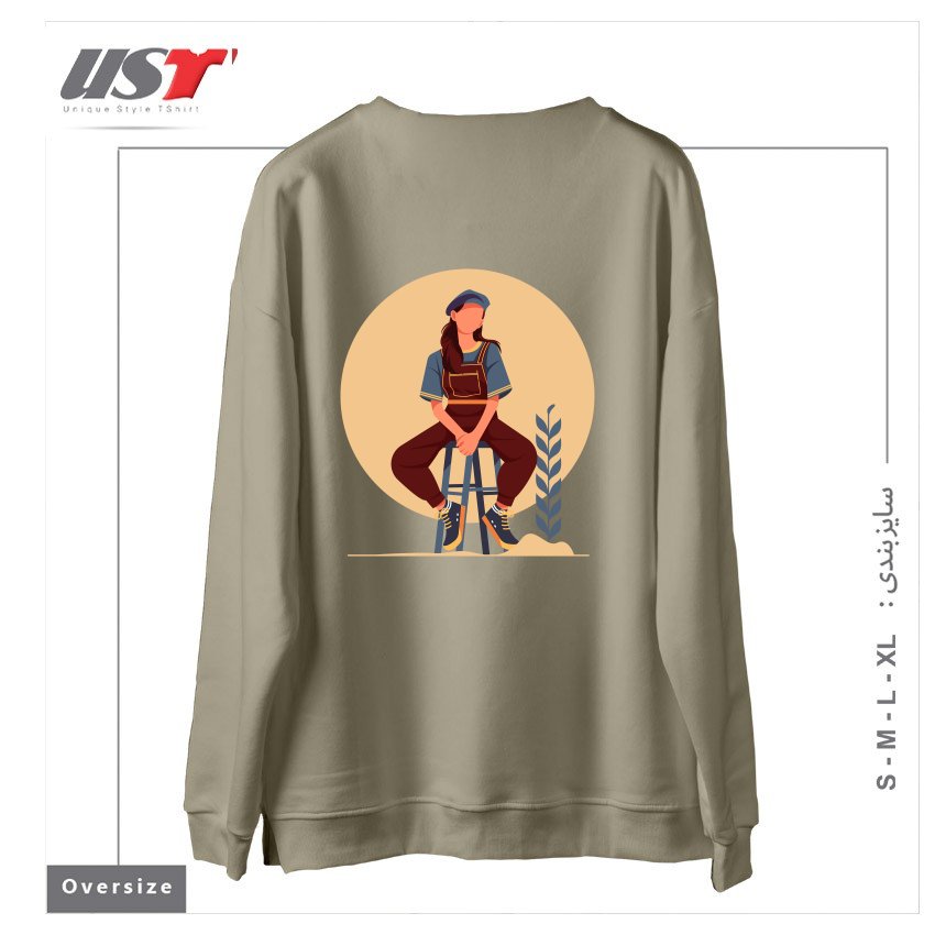 طرح Life Style23 سوییشرت اورسایزرنگ نخودی