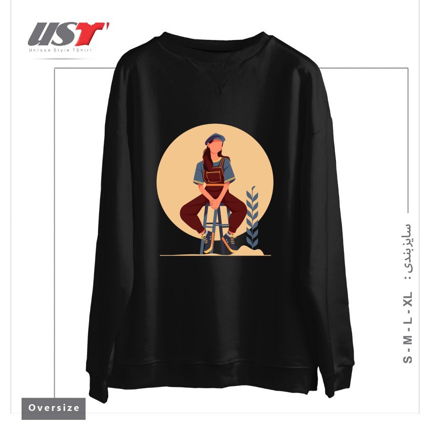 طرح Life Style23 سوییشرت اورسایزرنگ مشکی