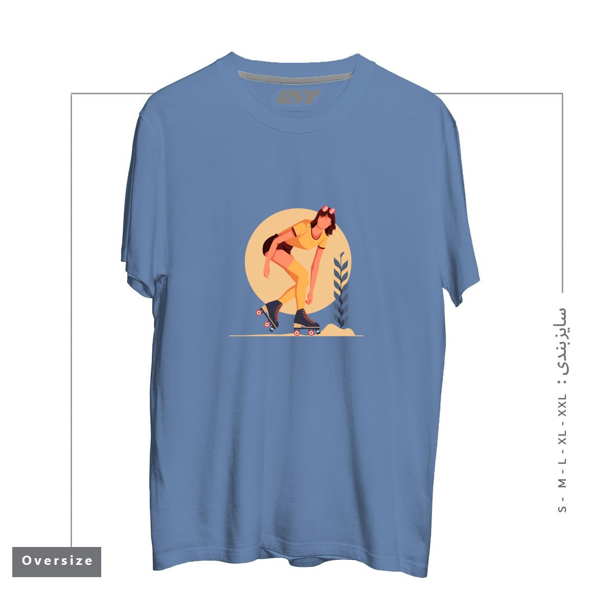 طرح Life Style24 تیشرت اورسایزرنگ آبی نفتی