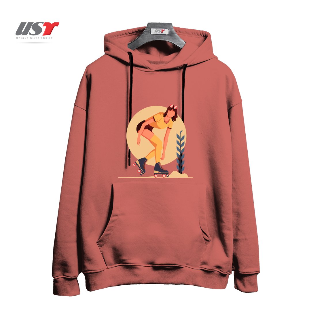 طرح Life Style24 هودی اورسایزرنگ آجری