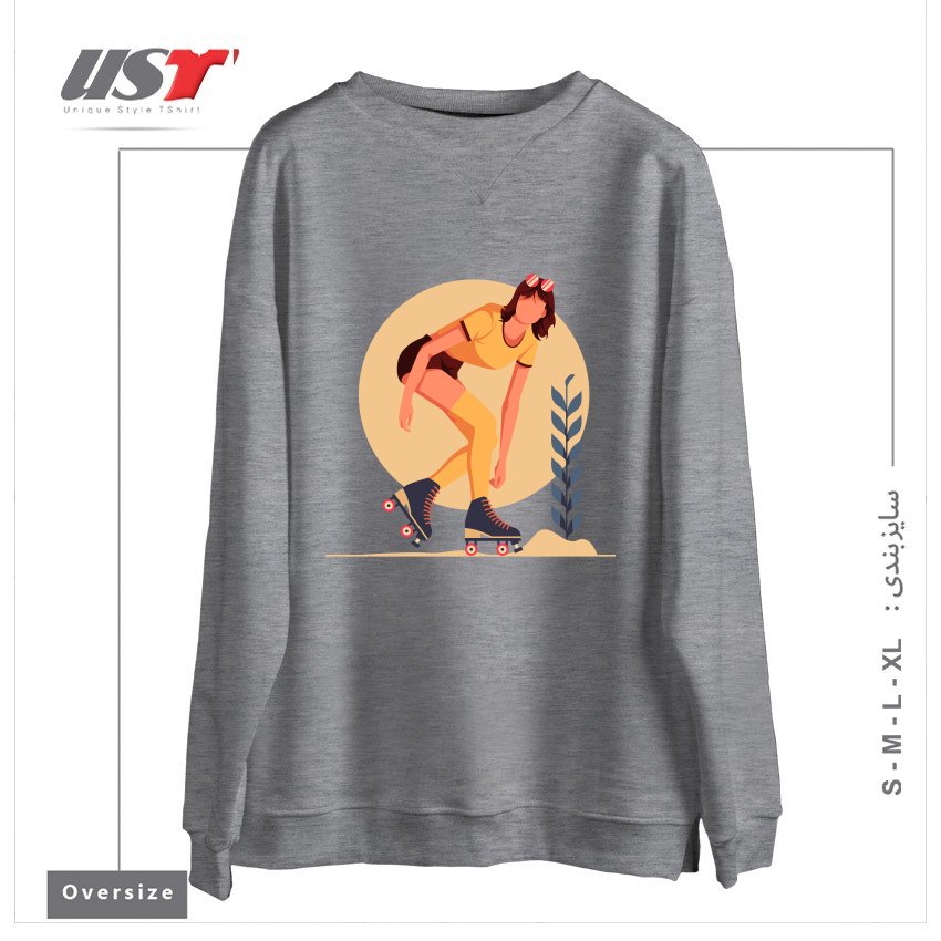 طرح Life Style24 سوییشرت اورسایزرنگ طوسی ملانژ