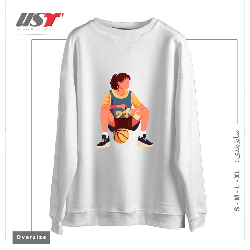 طرح Life Style25 سوییشرت اورسایزرنگ سفید