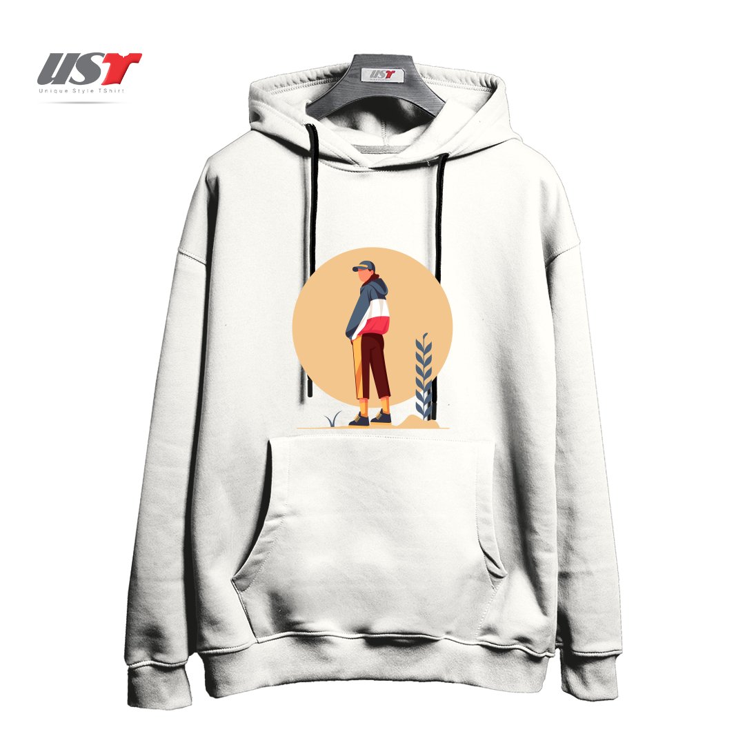 طرح Life Style26 هودی اورسایزرنگ سفید