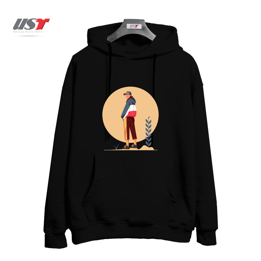 طرح Life Style26 هودی اورسایزرنگ مشکی