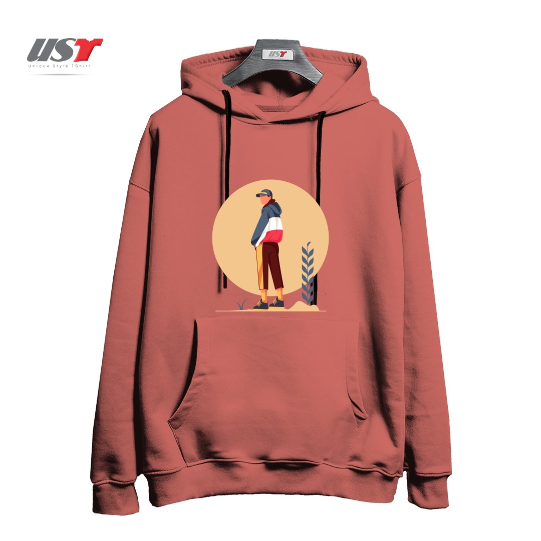 طرح Life Style26 هودی اورسایزرنگ آجری