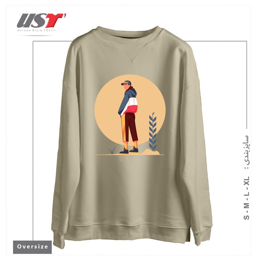 طرح Life Style26 سوییشرت اورسایزرنگ نخودی