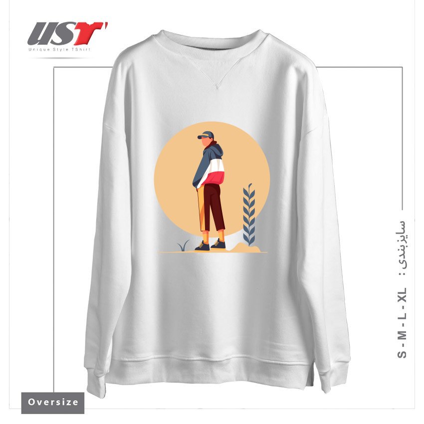 طرح Life Style26 سوییشرت اورسایزرنگ سفید