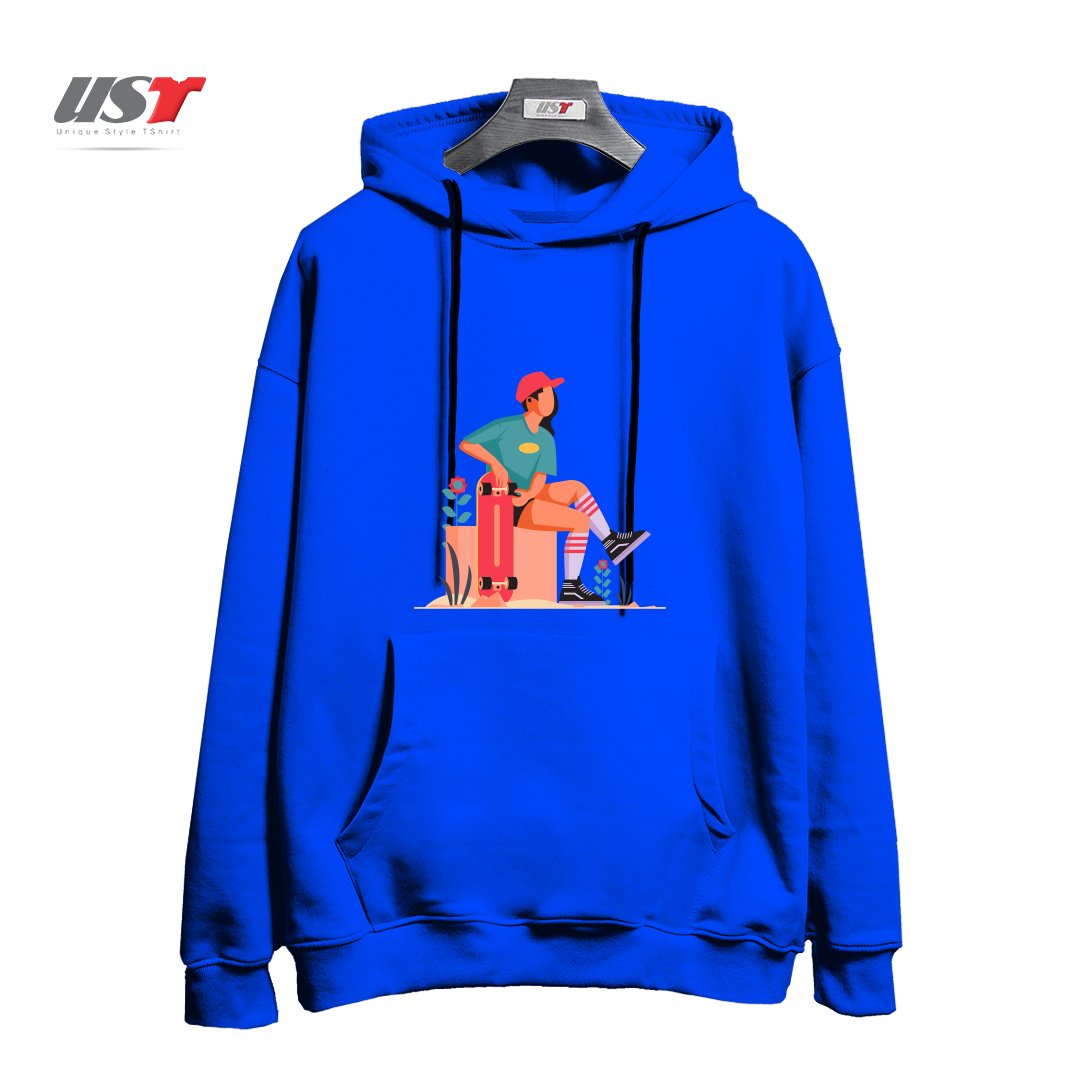 طرح Life Style29 هودی اورسایزرنگ آبی شالی