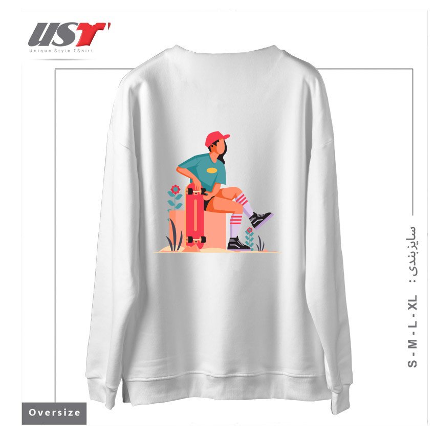 طرح Life Style29 سوییشرت اورسایزرنگ سفید