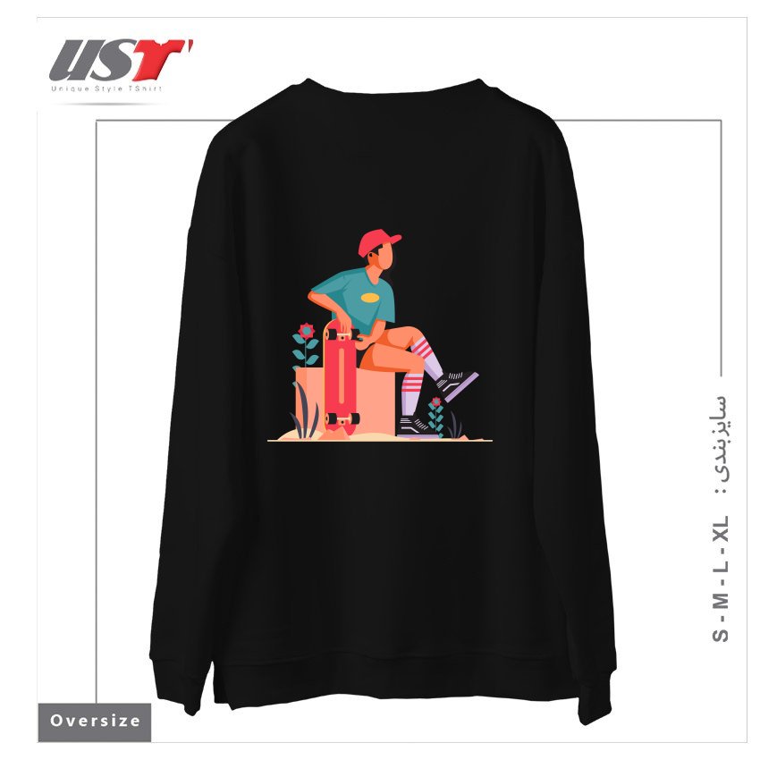 طرح Life Style29 سوییشرت اورسایزرنگ مشکی