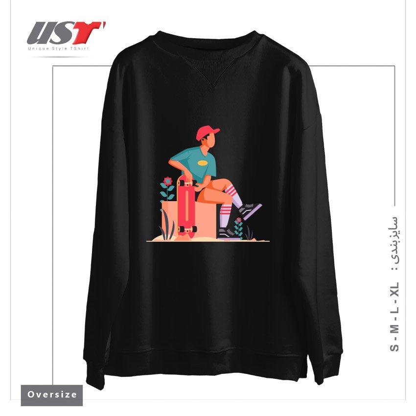 طرح Life Style29 سوییشرت اورسایزرنگ مشکی