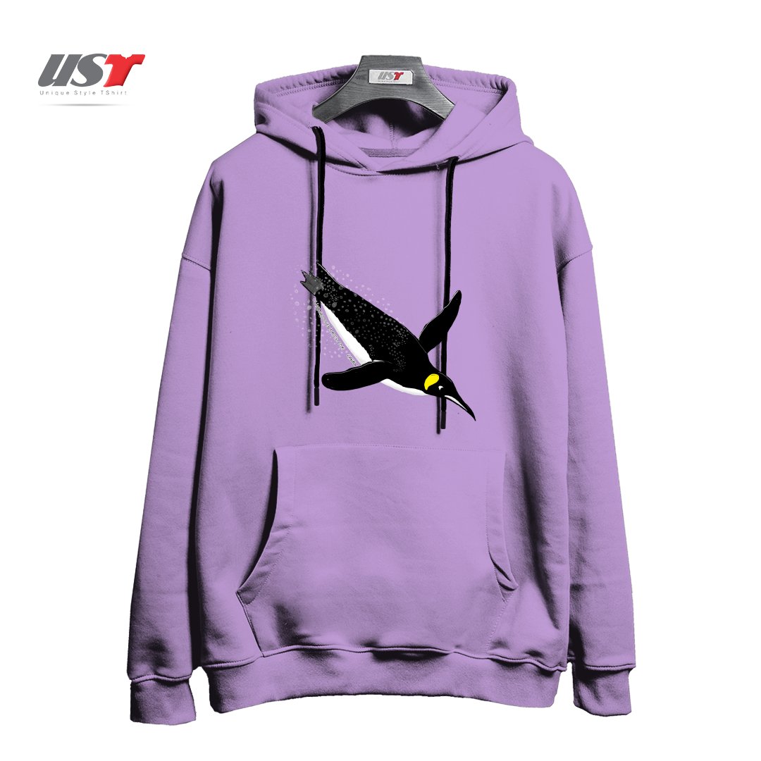 هودی اورسایز طرح FLY WITH THE KING PENGUIN