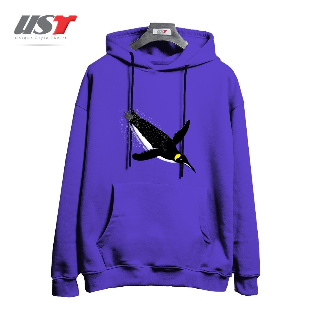 هودی اورسایز طرح FLY WITH THE KING PENGUIN