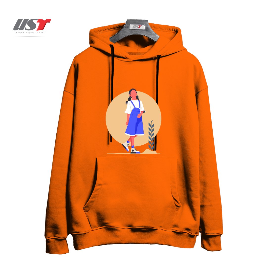 طرح Life Style30 هودی اورسایزرنگ نارنجی