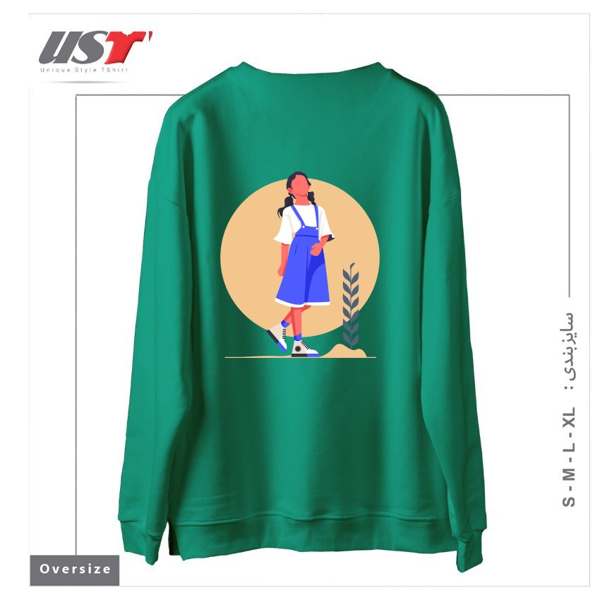 طرح Life Style30 سوییشرت اورسایزرنگ سبز سدری