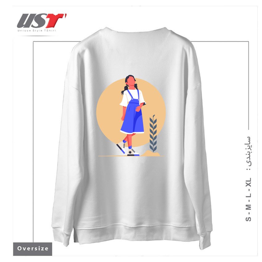 طرح Life Style30 سوییشرت اورسایزرنگ سفید