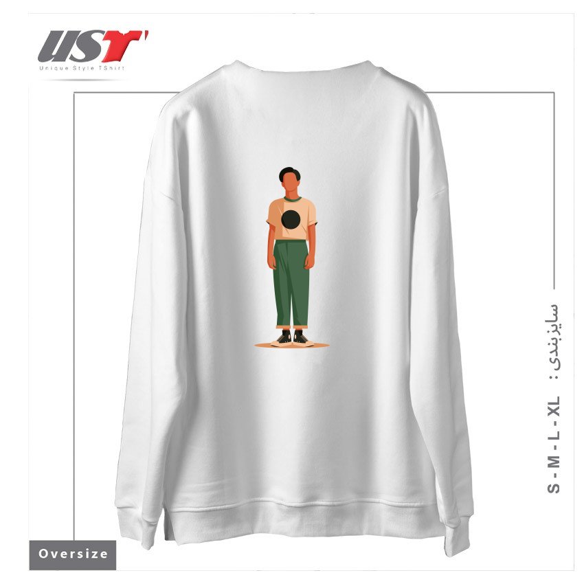 طرح Life Style31 سوییشرت اورسایزرنگ سفید