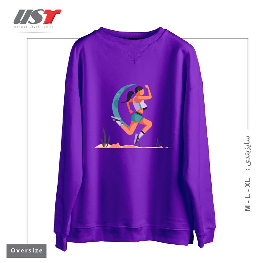 طرح Life Style32 سوییشرت اورسایزرنگ بنفش