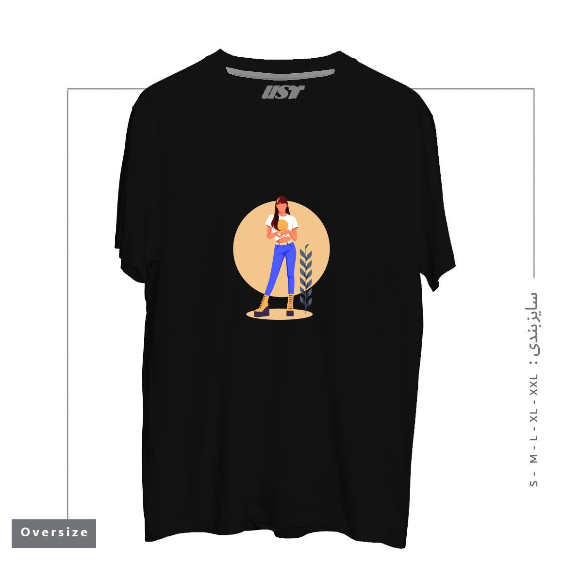 طرح Life Style33 تیشرت اورسایزرنگ مشکی