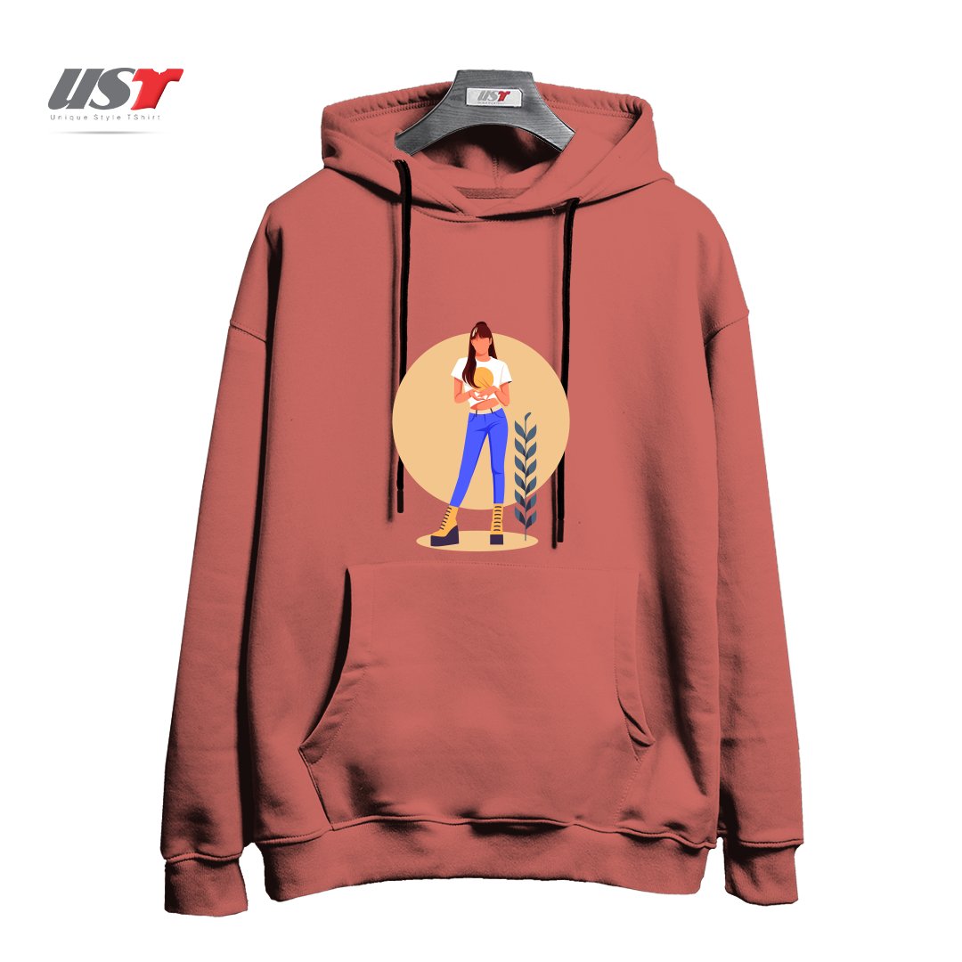 طرح Life Style33 هودی اورسایزرنگ آجری