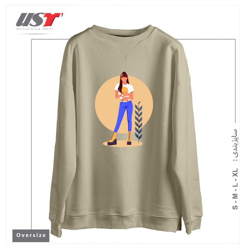 طرح Life Style33 سوییشرت اورسایزرنگ نخودی