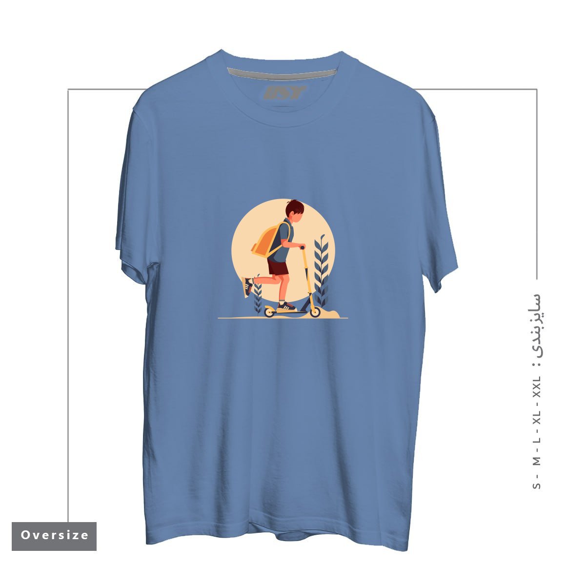 طرح Life Style34 تیشرت اورسایزرنگ آبی نفتی