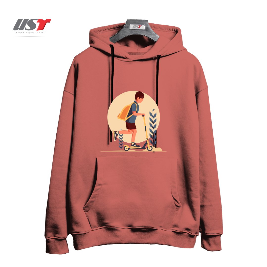 طرح Life Style34 هودی اورسایزرنگ آجری