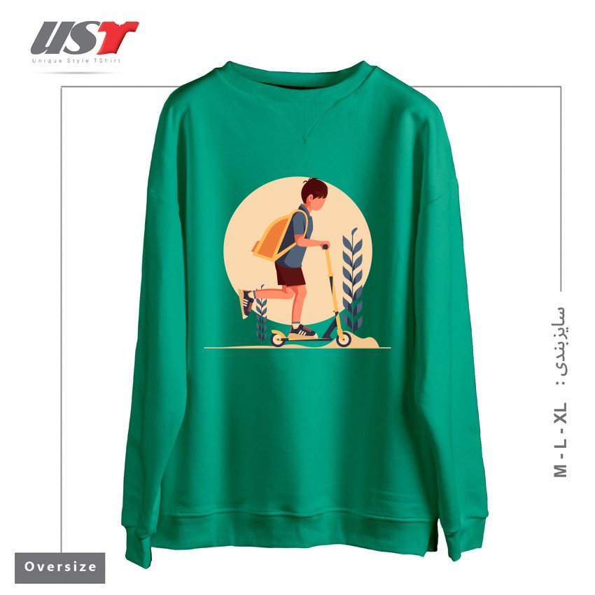 طرح Life Style34 سوییشرت اورسایزرنگ سبز سدری