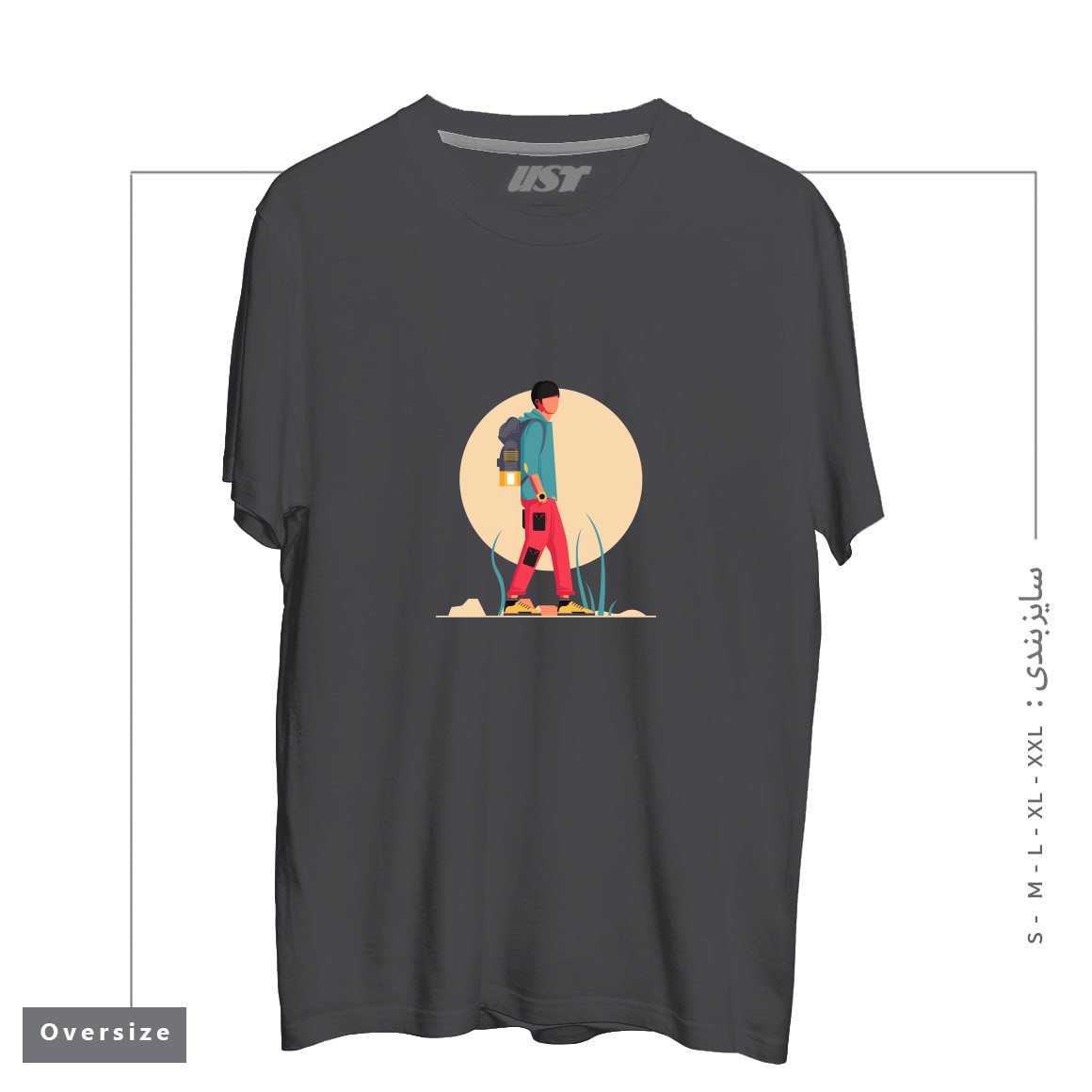 طرح Life Style35 تیشرت اورسایزرنگ دودی