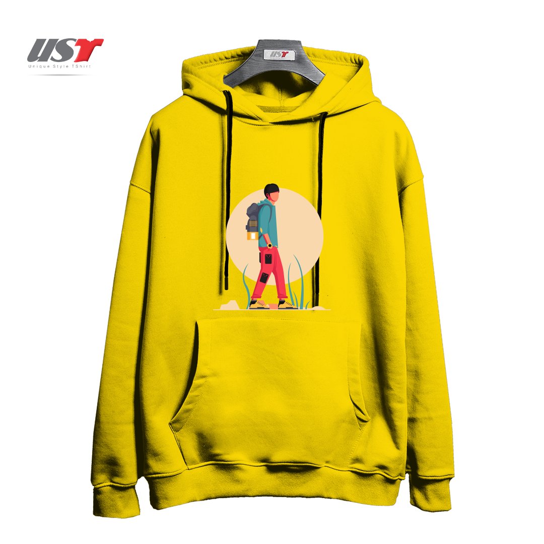 طرح Life Style35 هودی اورسایزرنگ زرد