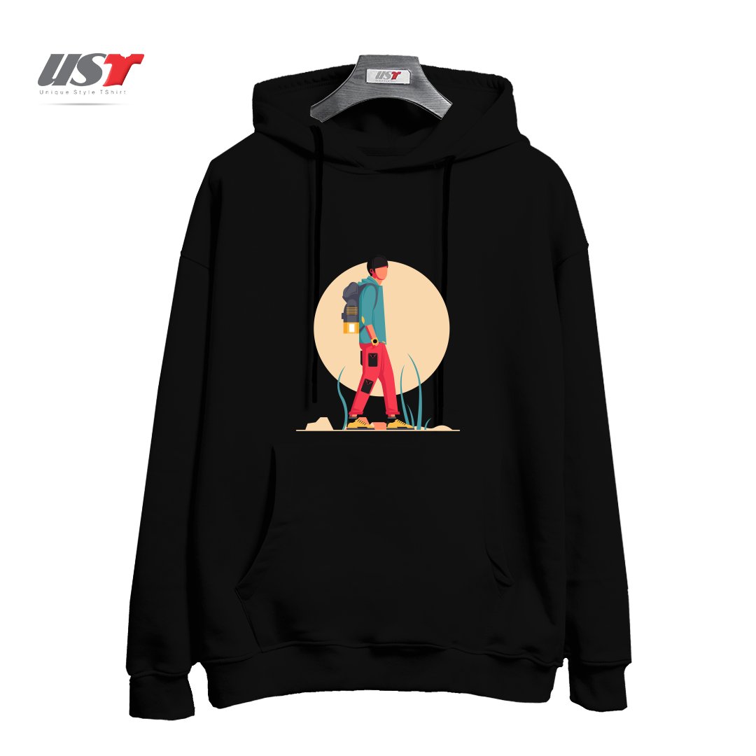 طرح Life Style35 هودی اورسایزرنگ مشکی