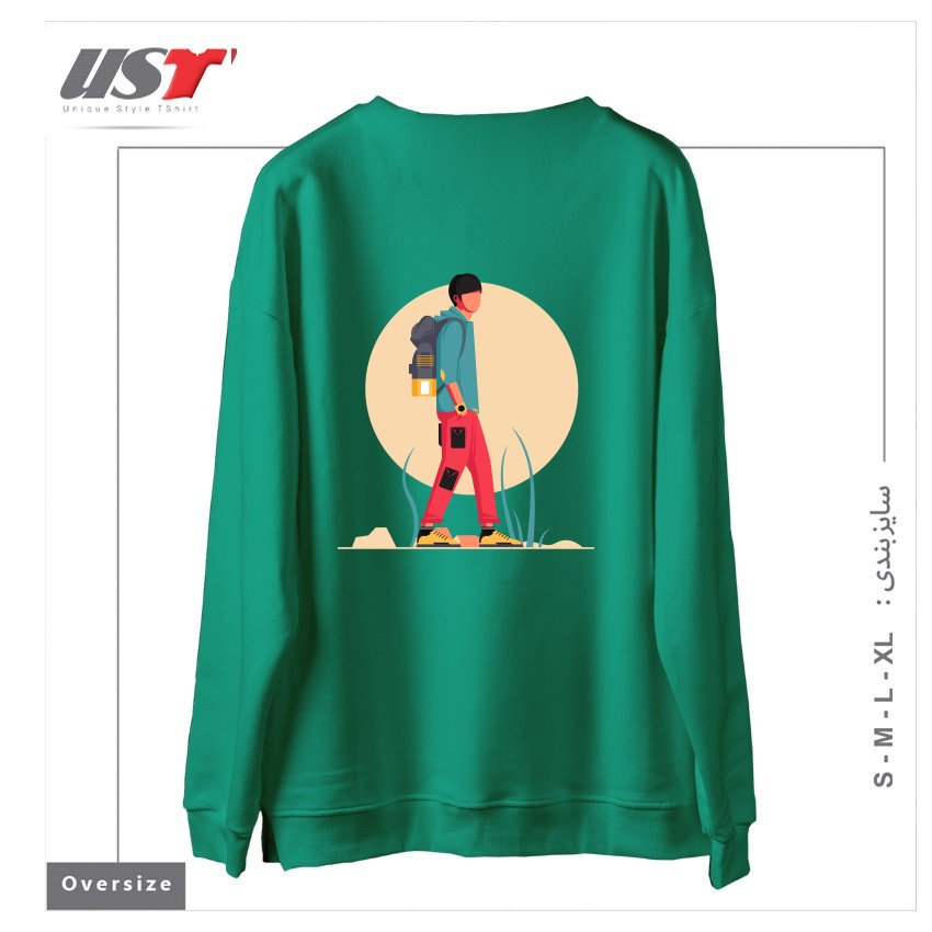 طرح Life Style35 سوییشرت اورسایزرنگ سبز سدری