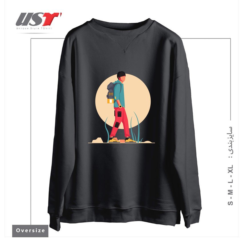 طرح Life Style35 سوییشرت اورسایزرنگ دودی