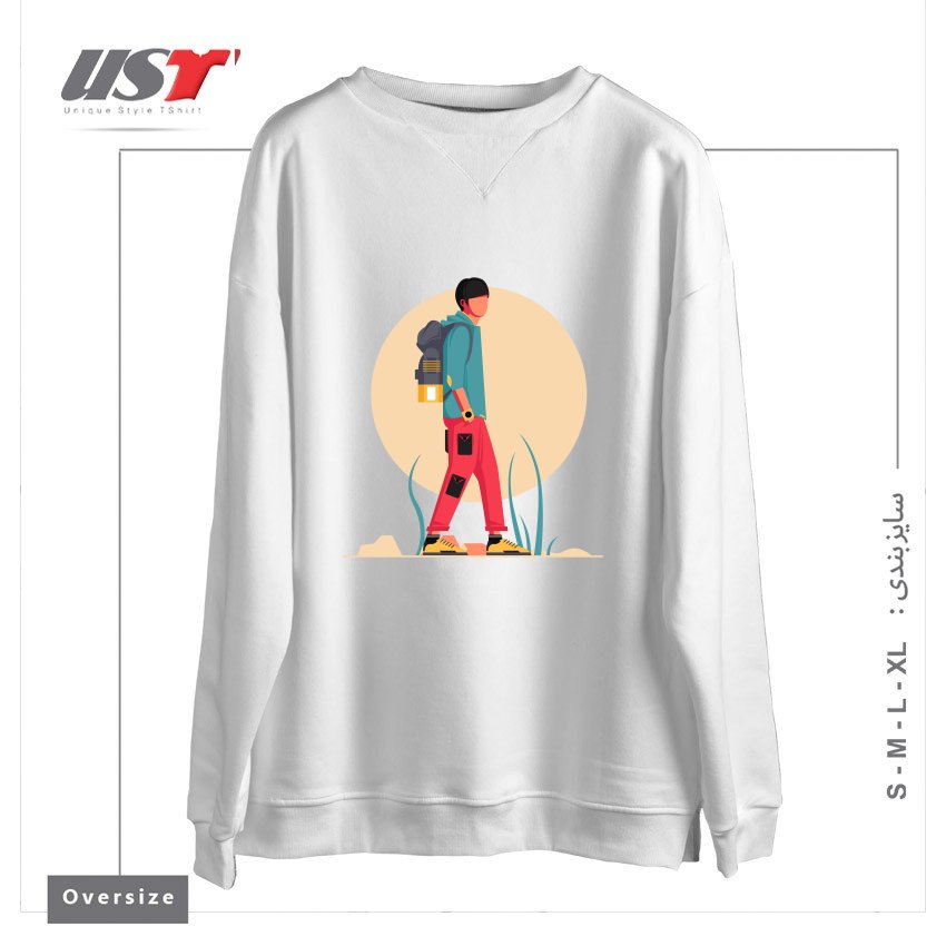 طرح Life Style35 سوییشرت اورسایزرنگ سفید