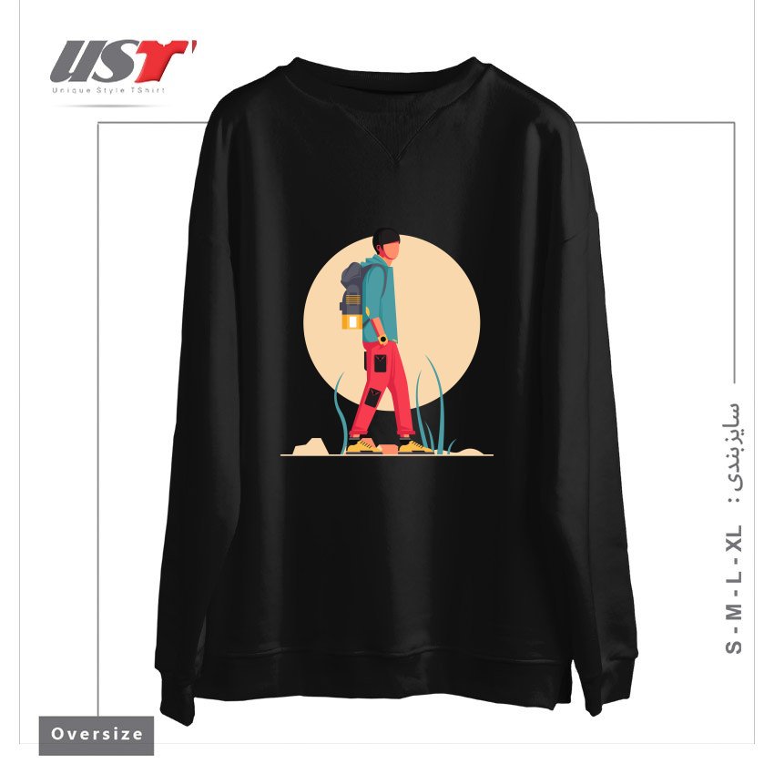 طرح Life Style35 سوییشرت اورسایزرنگ مشکی