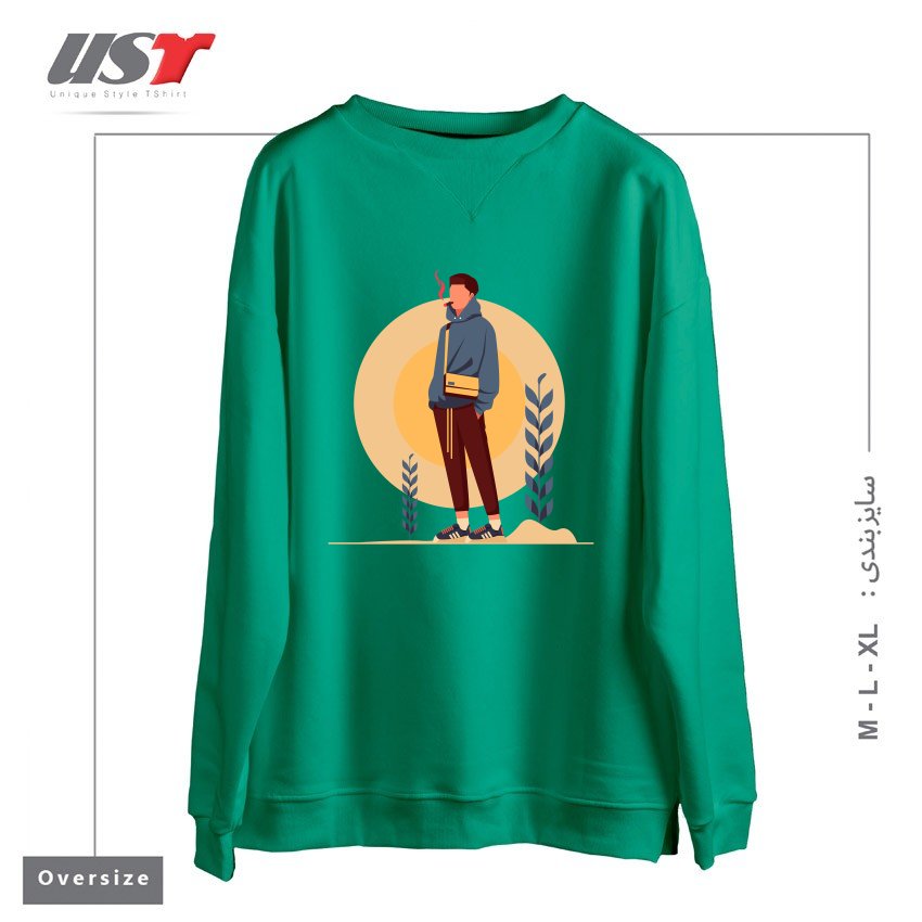 طرح Life Style36 سوییشرت اورسایزرنگ سبز سدری