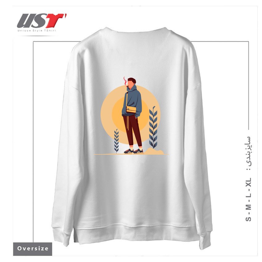 طرح Life Style36 سوییشرت اورسایزرنگ سفید