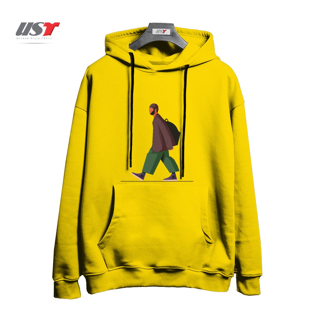 طرح Life Style37 هودی اورسایزرنگ زرد