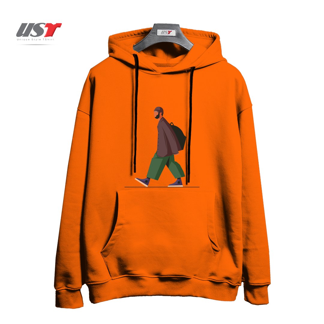 طرح Life Style37 هودی اورسایزرنگ نارنجی