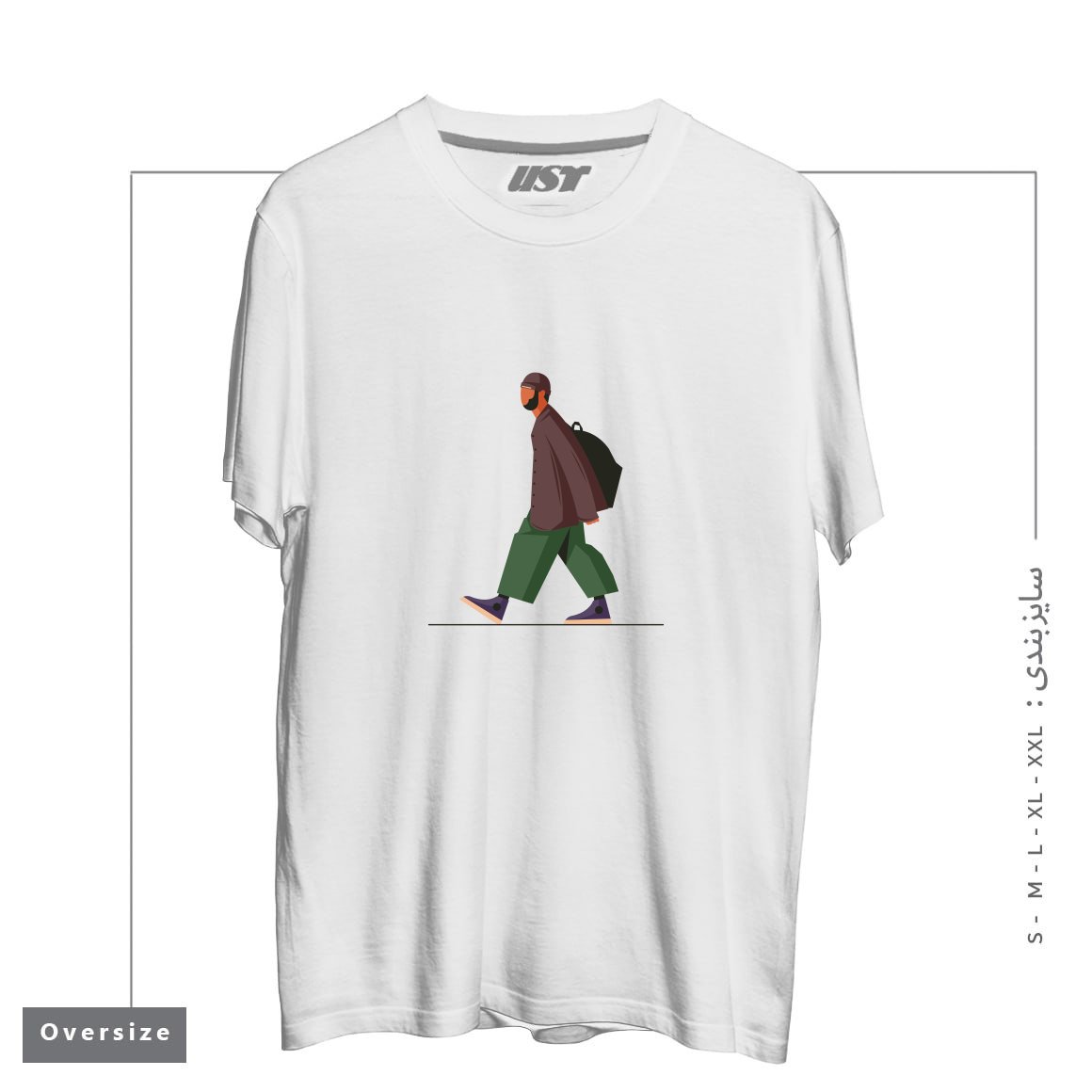 طرح Life Style37 تیشرت اورسایزرنگ سفید