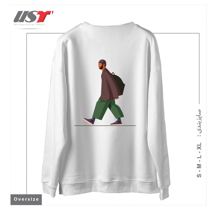 طرح Life Style37 سوییشرت اورسایزرنگ سفید