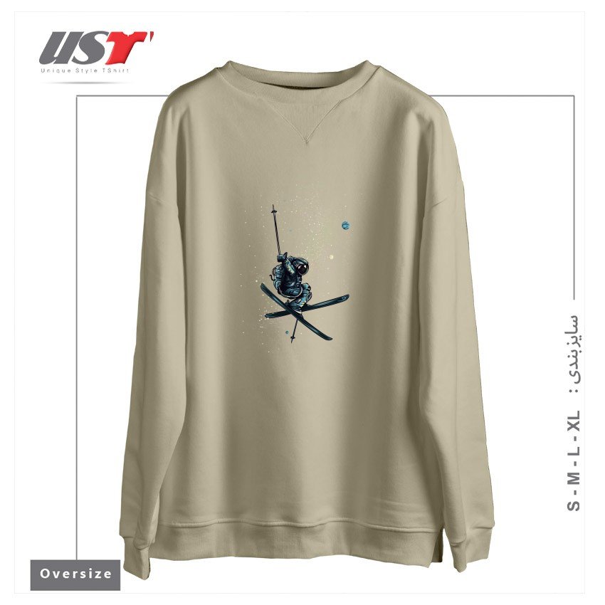 طرح ASTRO SKI سوییشرت اورسایزرنگ نخودی