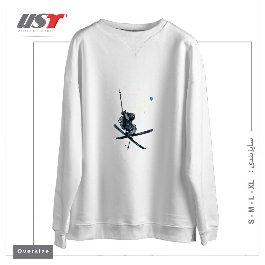 طرح ASTRO SKI سوییشرت اورسایزرنگ سفید