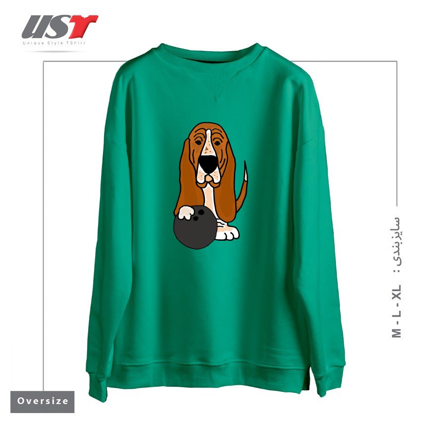 سوییشرت اورسایز طرح FUNNY BASSET HOUND DOG BOWLING CARTOON