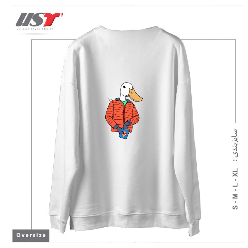 طرح DOWN FOR WINTER سوییشرت اورسایزرنگ سفید