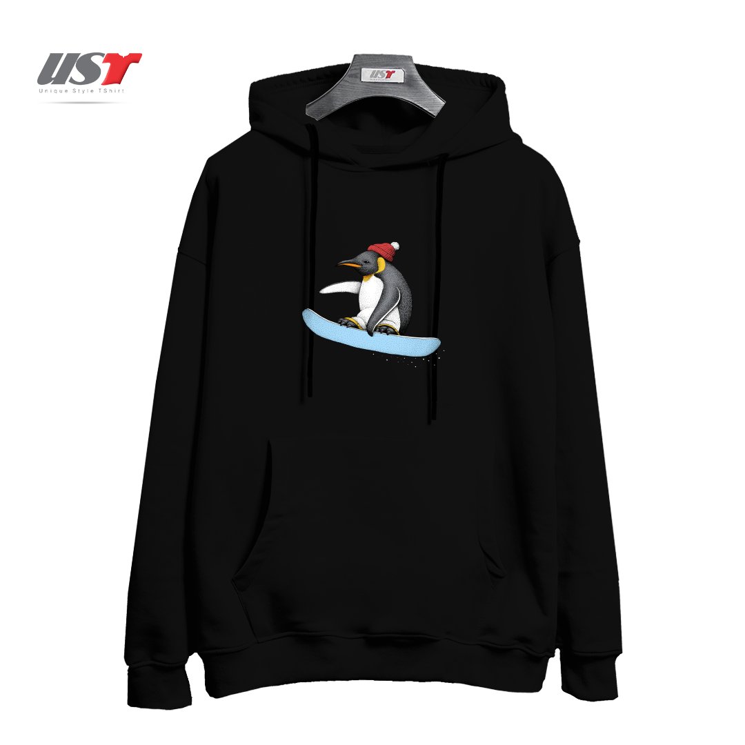 طرح FLYING PENGUIN (COLOR VERSION) هودی اورسایزرنگ مشکی