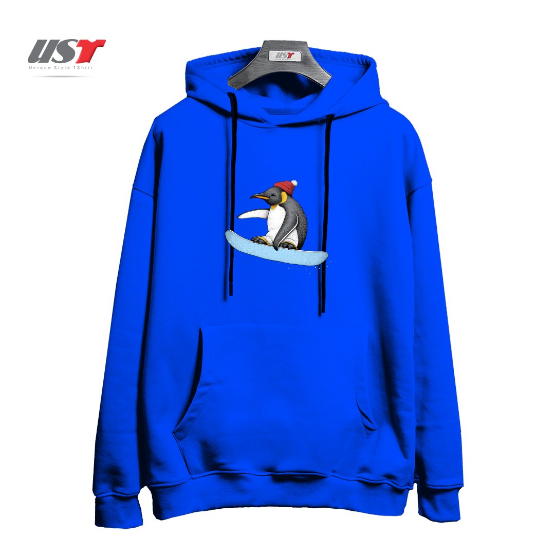 طرح FLYING PENGUIN (COLOR VERSION) هودی اورسایزرنگ آبی شالی