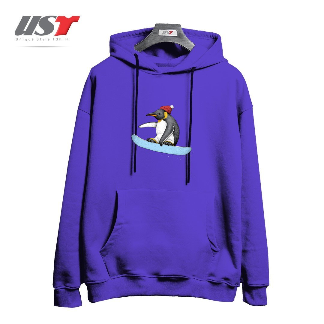 طرح FLYING PENGUIN (COLOR VERSION) هودی اورسایزرنگ بنفش