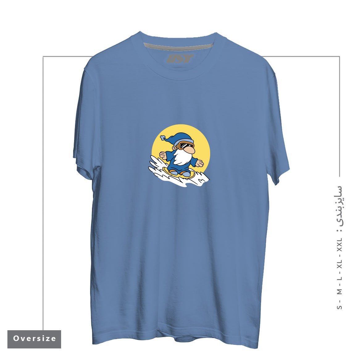 تیشرت اورسایز طرح GNOME ON SNOWBOARD