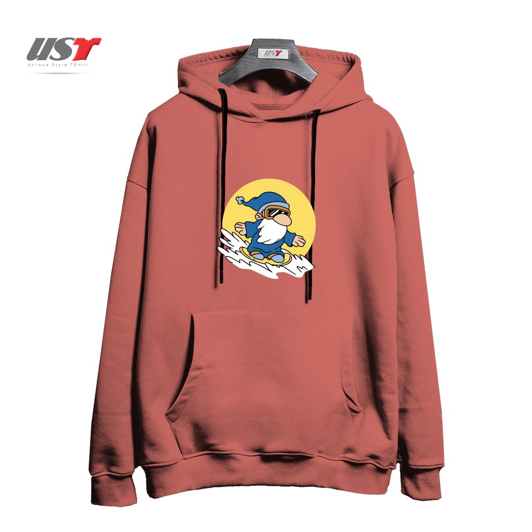 هودی اورسایز طرح GNOME ON SNOWBOARD